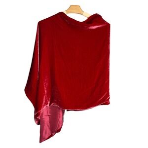 Eileen Fisher Red Silk Viscose Poncho One Size NWT